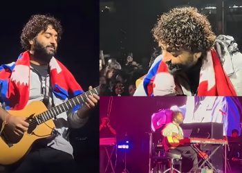 भारतिय चर्चित गायक अरिजितको काँधमा नेपालको झण्डा, गाए नेपाली गीत