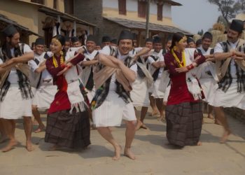 आर्यन, प्रदीप र पलसहित दुई अभिनेत्री अञ्जना र परीक्षाले कौडा गीतमा गरे नृत्य