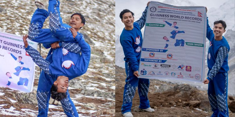 सुरेन्द्र राई र सुसन तामाङले ५४४१ फिट उचाईमा नृत्य गरेर रचे विश्व कीर्तिमान