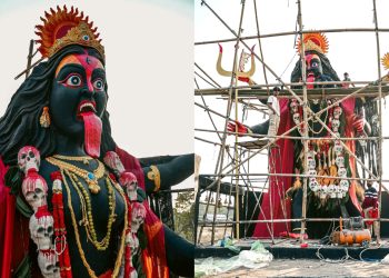 कालीको ४२ फिट अग्लो मूर्तिसँगै मिनी बजार लगाएर ‘बलिदान’को छायाङ्कन