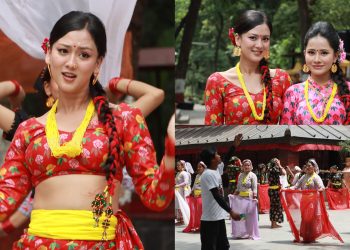 फिल्म ‘माईतीघर’को टाईटल गीत छायांकन सुरु, उपासना र श्यामा श्रीको ठुम्का (तस्वीर)